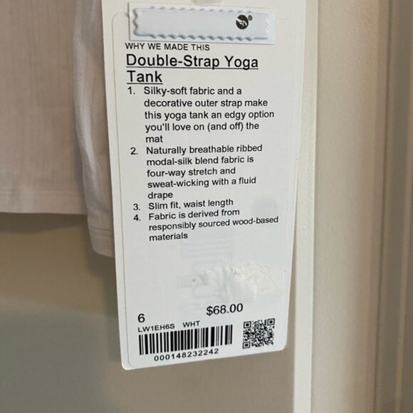 Lululemon Double-Strap Yoga Tank Top Black Size 6 White New Modal Silk - Picture 2 of 4